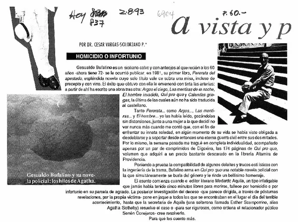 Homicidio o infortunio  [artículo] César Vargas-Solorzano P.