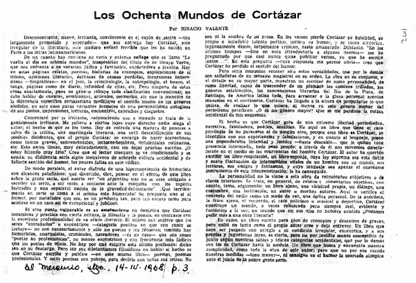 Los Ochenta mundos de Cortázar  [artículo] Ignacio Valente.