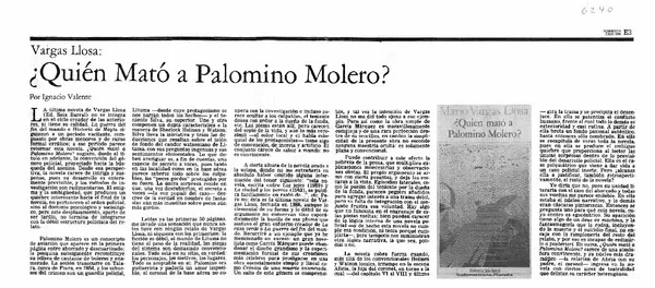 Quién mató a Palomino Molero?  [artículo] Ignacio Valente.