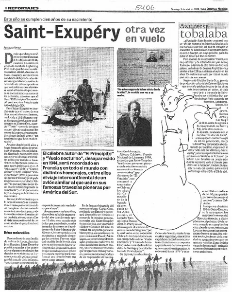 Saint-Exupéry otra vez en vuelo este año se cumplen cien años de su nacimiento [artículo] : Angélica Rivera.