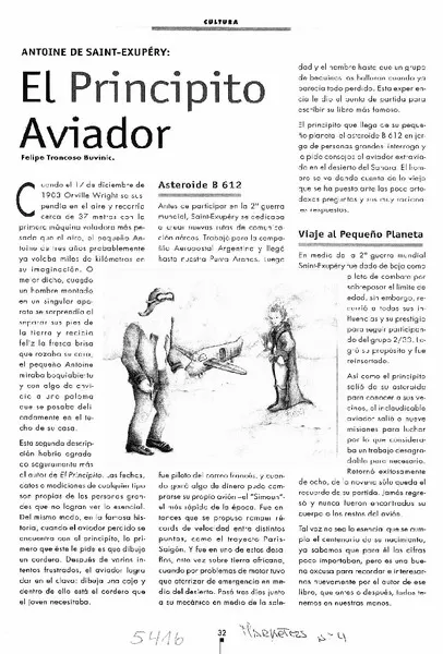 El Principito aviador  [artículo] Felipe Troncoso Buvinic.