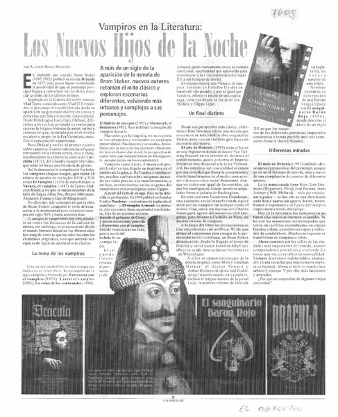 Los nuevos hijos de la noche  [artículo] Alberto Rojas Moscoso.