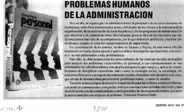 Problemas humanos de la admistración.  [artículo]