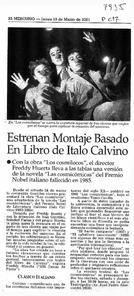 Estrenan montaje basado en libro de Italo Calvino  [artículo]
