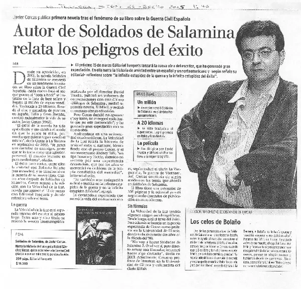 Autor de soldados de salamina relata los peligros del éxito  [artículo] A. G. B.