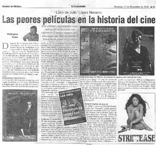 Las peores películas en la historia del cine  [artículo] Wellington Rojas.