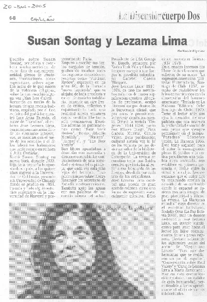 Susan Sontag y Lezama Lima  [artículo] Ramón Riquelme