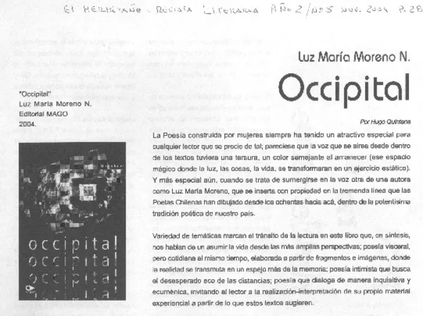 Occipital  [artículo] Hugo Quintana