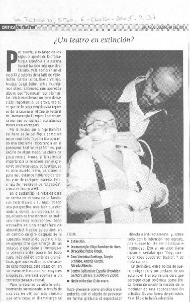 ¿Un teatro en extinción?  [artículo] Eduardo Guerrero del Río.