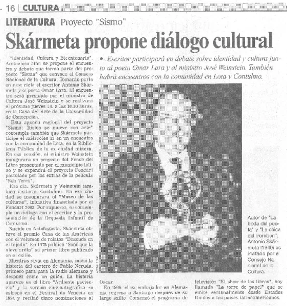 Skármeta propone diálogo cultural  [artículo]