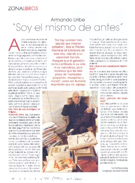 "Soy el mismo de antes" [entrevista] [artículo] Mónica Rojas