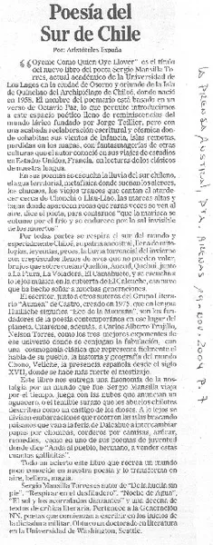 Poesía del sur de Chile  [artículo] Aristóteles España