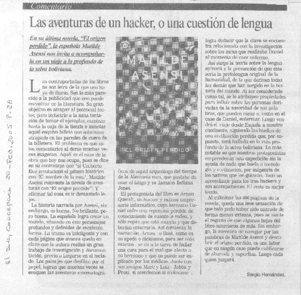 Las Aventuras de un hacker, o una cuestiòn de lengua  [artículo] Sergio Hernández