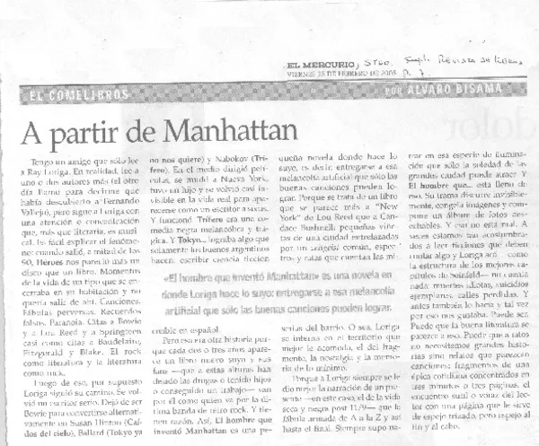 A partir de Manhattan  [artículo] Alvaro Bisama