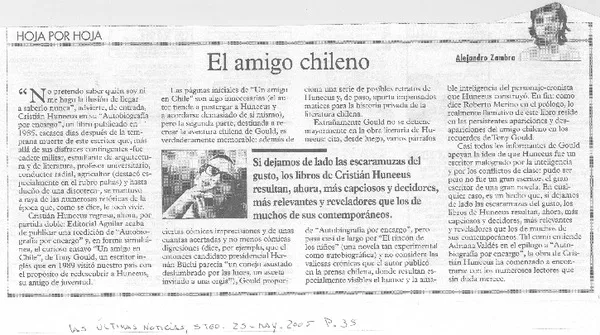 El amigo chileno  [artículo] Alejandro Zambra