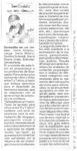 Sentadito en un rincón  [artículo]