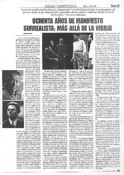 Ochenta años de manifiesto surrealista  [artículo] Mario Goloboff.