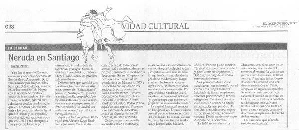 Neruda en Santiago  [artículo] Miguel Laborde