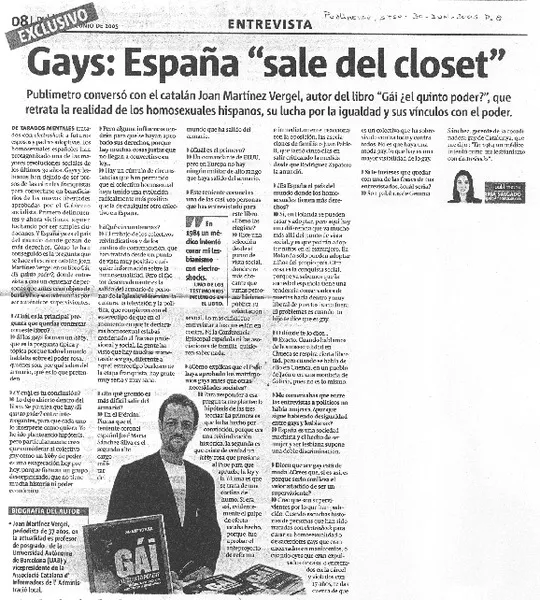 Gays: España "sale del closet"  [artículo] María Salgado