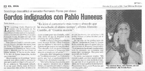 Gordos indignados con Pablo Huneeus  [artículo] Fabián Llanca