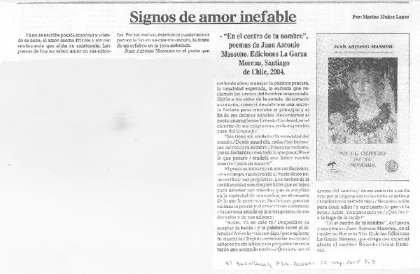Signos de amor inefable  [artículo] Marino Muñoz Lagos