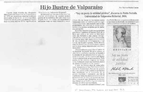 Hijo ilustre de Valparaíso  [artículo] Marino Muñoz Lagos.