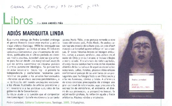 Adiós mariquita linda  [artículo] Juan Andrés Piña