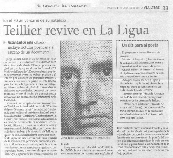 Teillier revive en La Ligua.  [artículo]