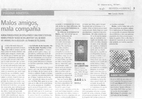 Malos amigos, mala compañía.  [artículo] Camilo Marks