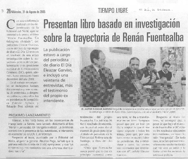 Presentan libro basado en investigación sobre la trayectoria de Renán Fuentealba.  [artículo]