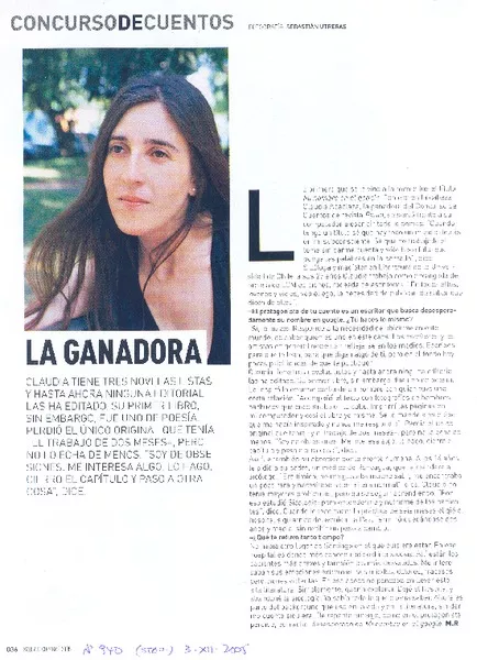 La ganadora [entrevista] [artículo] M. R.