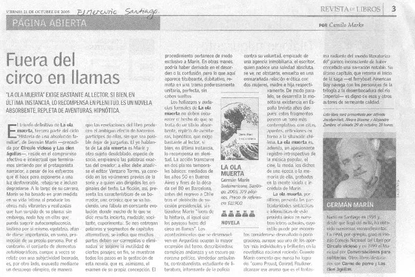 Fuera del circo en llamas.  [artículo] Camilo Marks