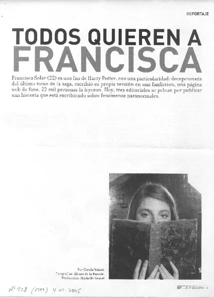 Todos quieren a Francisca  [artículo] por Carola Solari.