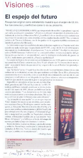 Visiones >> libros : el espejo del futuro [artículo] Rodrigo Lara.