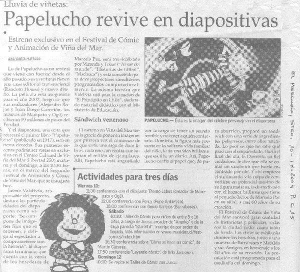 Papelucho revive en diapositivas.  [artículo] Ana María Hurtado