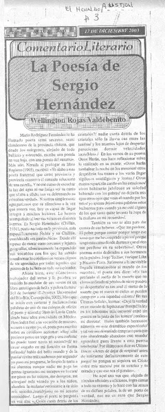 La Poesía de Sergio Hernández.  [artículo] Wellington Rojas Valdebenito