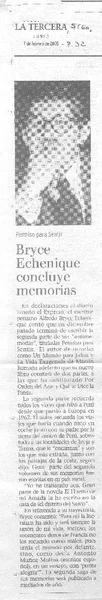 Bryce Echenique concluye memorias.  [artículo]