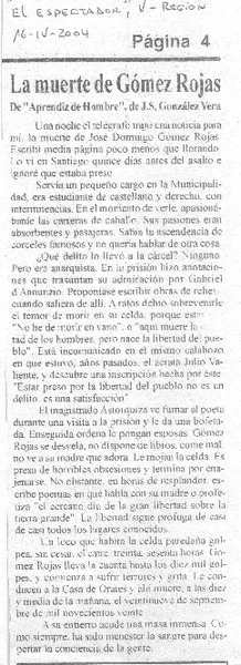 La Muerte de Gómez Rojas.  [artículo] José Santos González Vera