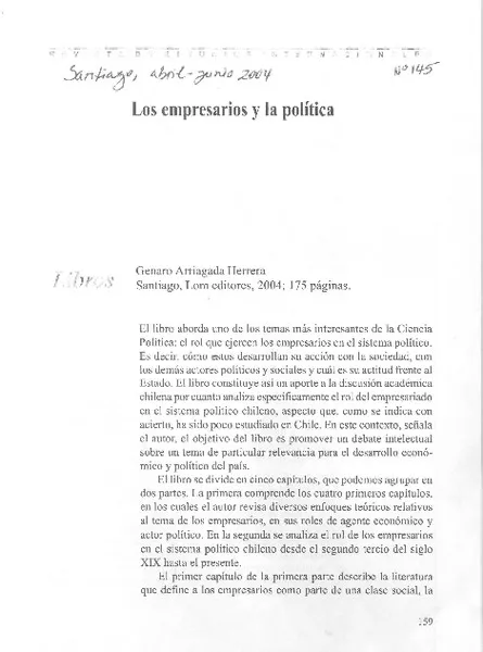 Los Empresarios y la política  [artículo] Ricardo Gamboa