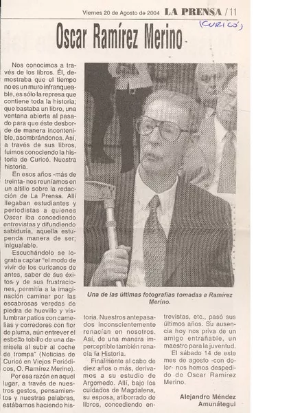 Oscar Ramírez Merino  [artículo]Alejandro Méndez Amunátegui.