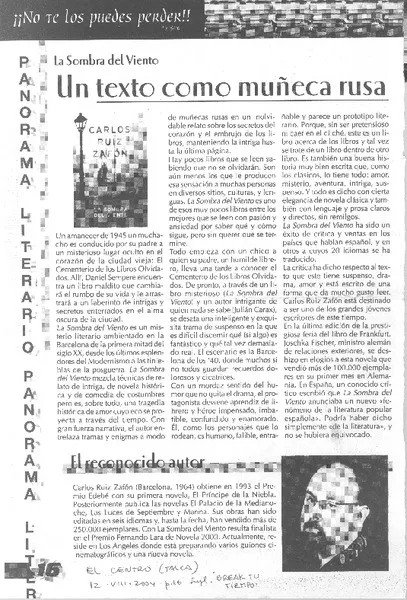 Un Texto como muñeca rusa  [artículo]
