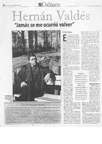 Hernán Valdés "jamás se me ocurrió volver"  [artículo]Roberto Careaga.