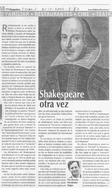 Shakespeare otra vez  [artículo] Braulio Fernández Biggs.
