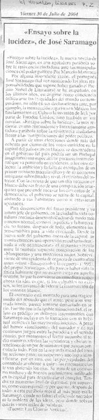 Ensayo sobre la lucidez, de José Saramago  [artículo]