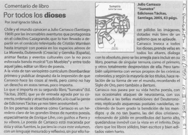 Por todos los dioses  [artículo] José Ignacio Silva A.