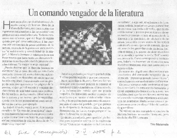 Un comando vengador de la literatura  [artículo] Tito Matamala.