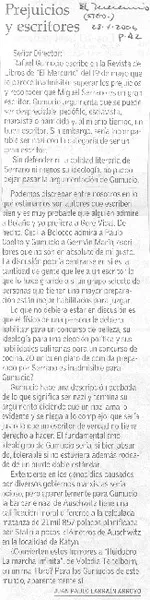 Prejuicios y escritores  [artículo] Juan Pablo Larraín Arroyo.