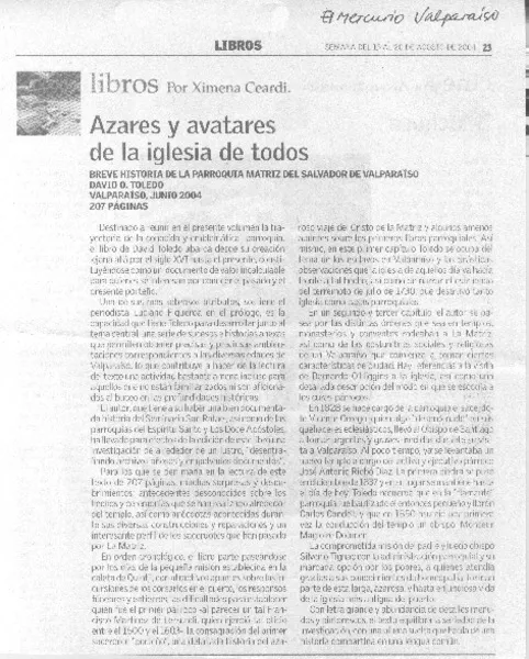 Azarez y avatares de la iglesia de todos  [artículo]Ximena Ceardi.