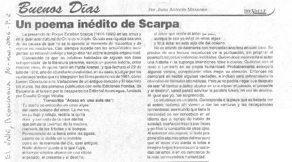 Un poema inédito de Scarpa  [artículo]Juan Antonio Massone.
