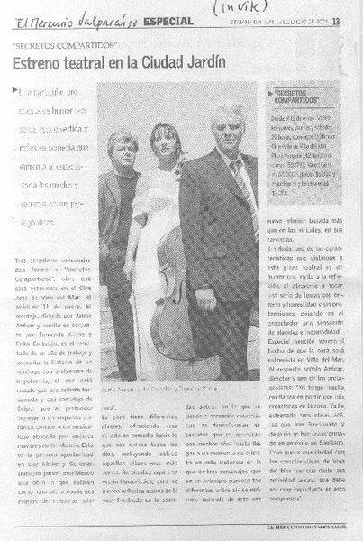 Estreno teatral en la Ciudad Jardín  [artículo]